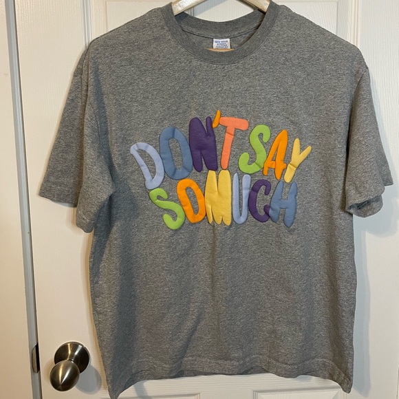 New Wave Street Culture Design heather gray tee w/ puffy Don’t Say So Much sz M - Picture 2 of 10